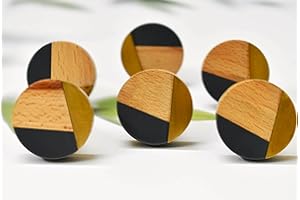 ARTISNO Boutons de porte en résine et bois tricolore - Style vintage shabby chic - Pour meubles, placards, tiroirs - Gris, set-6