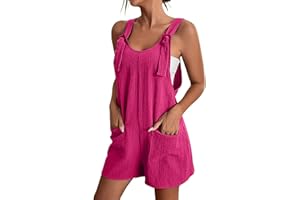 Beauace Pagliaccetto Corto Donna Estivo Tuta con Spalline da Donna Monopezzi e Tutine Jumpsuit Spiaggia Vacanza con Tasche Casual Outfit Senza Maniche