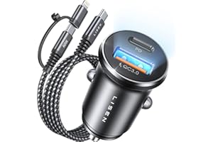 LISEN for Bulk Zigarettenanzünder USB C Auto Ladegerät 54W PD&QC3.0 KFZ Ladegerät USB zigarettenanzünder Adapter 12v USB Adapter Auto Ladegerät mit USB C auf C/Lightning für S24 iPhone 17 16 Pro 15
