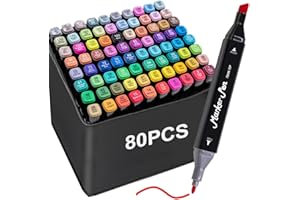 STATIONERY ISLAND Alcohol Markers Set 80 Colours, Alcohol pens Dual Tips, Colouring Pens with Carrying Bag, Graphic Marker Pens for Artist, Twin Markers Art Pens for Drawing