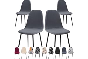 SearchI Dining Chair Covers 4 Pieces, Stretch Scandinavian Chair Slipcovers Shell Side Armless Chair Covers for Kitchen, Dining, Bedroom,Living Room Side Chairs (4 Pack,Grey)