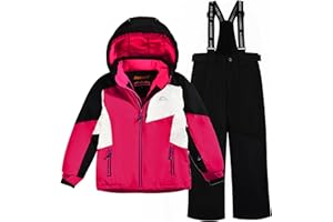 SMONTY Skianzug Kinder Schneeanzug Mädchen Wasserdicht Winddicht und Warm 2-tlg mit Kapuze 6-16 Jahre Outdoor Sport, Bergsteigen, Skifahren