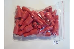 profitec 50 Stück Kabelschuh Flachsteckhülse vollisoliert 6,4 mm rot für Kabel 0,5 mm² - 1,5 mm²