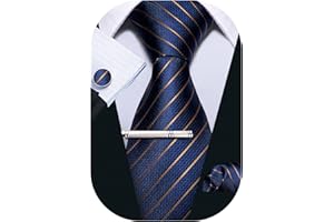 Barry.Wang Herren Krawatte Seide Set Florale Paisley-Krawatte Einstecktuch Manschettenknöpfe im Krawattenklammer Feierliche Hochzeit Party