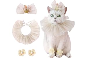 KUNYEAH Pet Birthday Hat Scarf Set Puppy Princess Costumes Dog Glitter Bowties Hat Sequin Bandana Cute Lace Cat Outfit Flower Dog Leg Ring Pet Party Supplies