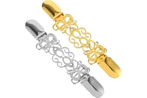 Mabor 2Pcs Cardigan Clips for Women Vintage Cinch Clip with Flowers Rhinestone Metal Shawl Pin Gold Silver Shawl Clips for Girls Decorative Pins for Clothing Cardigan Cape Collar