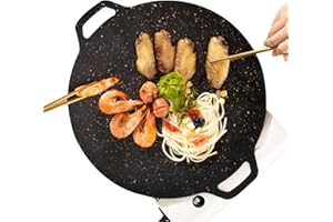 Virtcooy Poêle à barbecue coréenne, Poêle à frire ronà induction pour cuisinière, Plaque cuisson à induction plate avec revêtement antiadhésif et conduction thermique uniforme