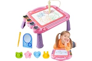 AKOFIC Magnetische Maltafel Große, Zaubertafel Kinder Magnettafel mit Tischbeine, Löschbar Schreibtafel Reise Lernspielzeug für Kinder ab 3 4 5 6 Jahre Geburtstag Geschenk (Rosa)