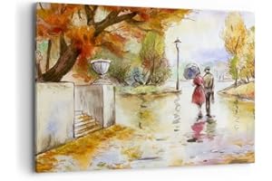ARTTOR Lienzos decorativos 100x70cm Cuadro Sobre Lienzo Moderno Tiempo lluvia otoño parque Grande Dormitorio Cocina Cuadros Pared Imágenes Cuadros Decoracion Salon Wall Art Prints Decor Canvas AA100x70-2914