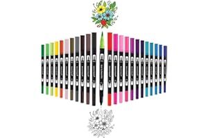 OSUM Colouring Pens wallet of 24 | Felt fine tip Pens and Fineliner Pens Coloured Pens Dual tip brush pens Art Supllies for Adult Colouring Books Painting Sketching Highlighting