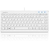 Perixx Periboard-407 Mini USB Wired AZERTY Keyboard – Chiclet Keyboard with 11 Shortcut Keys – White