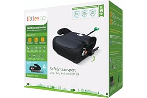 Littlesgo IFix Booster Seat, i-Size ISOFIX Car Seat, for Child from 125-150cm (3-12 Years, Group 2/3), Portable, Triple Foam Layers for Comfortable Travel, ECE R129, Darkgrey - Black, 1 Pack