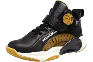 HSNA Basketball Shoes for Children, Boys' Sports Shoes with Velcro, Size 30-40