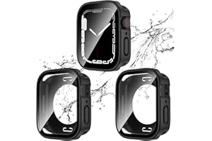 Kawoco 2 Stück Wasserdicht Hülle für Apple Watch 40mm Series 6/5/4/SE mit Tempered Glass Displayschutz, 360° Rundum PC 2 in 1 Front & Rückseite Gehäuse Schutzhülle für iWatch 40mm Schwarz/Schwarz