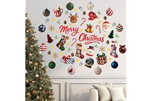 WALPLUS Holly Jolly Christmas Wall Stickers Set, 159-Piece Holiday Decals for Festive Home, Kids Room, Nursery & Party Decorations
