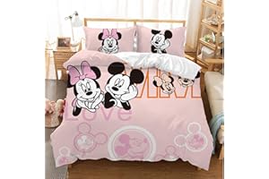 DDONVG Juego de Ropa de Cama Infantil de Cartoon Mouse, Ropa de Cama Infantil, Cartoon con Funda de Almohada, impresión 3D, Microfibra Multicolor (6,135 x 200)