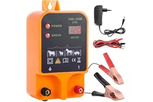 DNOYEVVS 10KM Pastor Electrico para Ganado, Electrificador de valla eléctrica, Pastor Electrico para Granja Cercado de Animales, Controlador de Alto Voltaje para Ovejas Ganado Corral (Naranja)