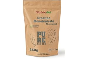 Nutriodol Creatine Monohydrate Powder | Selected Premium Micronised Quality | Pre-Workout & Post-Workout Supplement for Muscle Performance & Recovery. (Unflavoured 350g)