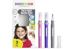 Snazaroo - Set de 3 rotuladores de maquillaje fantasía, color rosa, violeta, plata, para niños y adultos, base de agua, maquillaje pintacaras, aguacolor