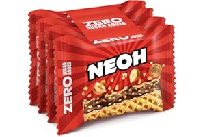 NEOH Hazelnut Crisp Wafers, 1 g Sugar, 95 kcal, 21 g, Keto-Friendly, Low Carb, High Fibre, The Alternative to Traditional Sweets, Pack of 4