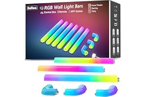 Enituo RGB Wandleuchte, Smarte LED Lightbar Gaming Lampe Ambient Wall Light, Musik-Sync Dimmbar TV Hintergrundbeleuchtung, App und Fernbedienung Wand Licht für Gaming und Deko, 6 Stück + 3 Ecke