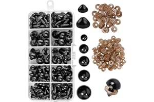 KYSUN 6-12mm Occhi di Sicurezza e Nasi, Nero Occhi di Sicurezza di Plastic con Rondelle, Piccoli Occhi per Bambole Nero Occhi Teddy Orso, per Amigurumi, Pupazzo, Peluche Fai da Te