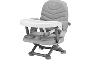 Cozy N Safe Dee Highchair Portable Foldable Compact, Lightweight, Secure with 3-Point Harness, Double Seat Belts, Removable PU Cushions, Dishwasher Safe Tray, Easy Storage (Grey)