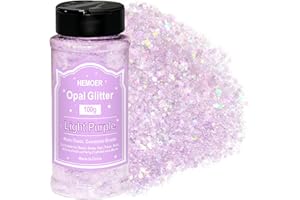 ‎HEMOER HEMOER Helles Lila Opal-Glitter, 100g Chunky Pailletten Glitter, Craft Glitter für Harz, Gesicht, Nagel, Körper, Kunsthandwerk, Slime Festival Party Art, Glitzerpuder für Nägel Glitzer