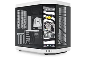 HYTE Y70 Touch Infinite Dual Chamber ATX Mid Tower - Funda estética Moderna con Pantalla táctil LCD integrada de 2.5 K - Panda