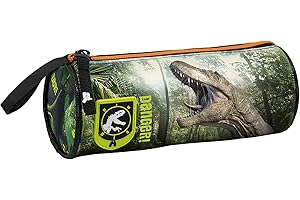 Julian Ross Astuccio Tombolino Per Bambino T-Rex – Portapenne Cilindro Scuola Verde – 21x8 cm – Chiusura Zip – Poliestere Resistente – Idea Regalo Dinosauri