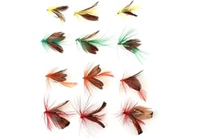 OriGlam Schmetterlings-Fliegenköder, handgefertigt, für Barsch, Panfish, Forelle, Lachs, 12 Stück