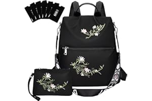 Eshow Petit Sac a Dos Antivol Femme, Sacs à Main Portés Dos Elégant Léger, Sacoche Bandoulière pour Voyage Travail Loisirs Université L'école Collège Noir