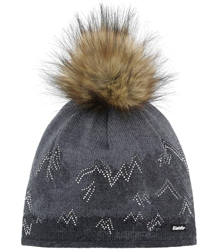 Eisbär Damenmütze 'Nelia Lux MÜ' – Gestrickt Mit Kunstfell-Bommel, Gefüttert, Für Kopfumfang 56–58 Cm