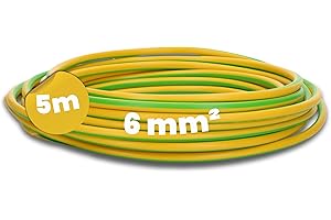Kalitec 5 metros H07V-K 6 mm² verde y amarillo cable de cableado flexible I conductor de protección 6 mm² I cable de PVC trenzado individual I cableado fino