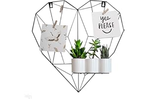 Gadgy Ramka na zdjęcia w kształcie serca Dekoracje do salonu - Metalowa tablica memo i organizator z akcesoriami - druciane panele siatki na zdjęcia – styl skandynawski estetyczne ściany