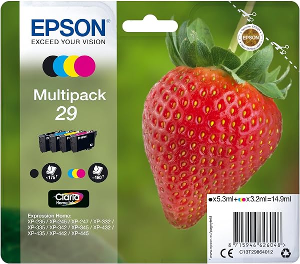 Epson 29 Strawberry Genuine Multipack, 4-colours Ink Cartridges, Claria Home Ink - 1
