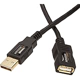 Amazon Basics L6XI USB 2.0-Verlängerungskabel A-Stecker auf A-Buchse, 1 m, 2 Stück, Schwarz