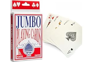 JKG® JUMBO PLAYING DECK OF CARDS - LARGE PLASTIC COATED CARDS | Giant Playing Professional 52 Cards & 2 Jokers Deck | For Poker, Snap, Black Jack, Solitaire, Rummy & Family Garden Games