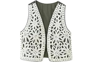 WEITING Beauté européenne et américaine 2023 Gilet Creux Veste perlée brodée Gilet-Vert-XS