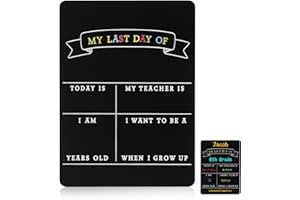 SHINEOFI First and of School Board Double Sided Sign Chalkboard Dry Erase Board for Kids Preschool Kindergarten Back to School Chalkboard Flexible Reusable Photo Prop Sign