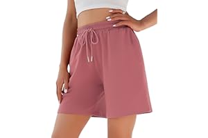 Jezonga Shorts Damen Sporthose Kurz Sport Shorts Jogginghose Sommer mit Taschen Sportshorts Hohe Taille Trainingshose Kurze Short High Waist Elastischer Bund zum Fitness Running Gym Basketball