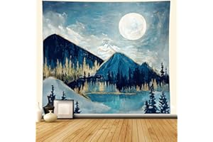 YISUMEI Mountain Forest Tree Moon Nature Boho Landscape Ceiling Tapestry Wall Hanging for Bedroom Aesthetic Living Room College Dorm Wall Decor(M/130x150cm/51x60inch)
