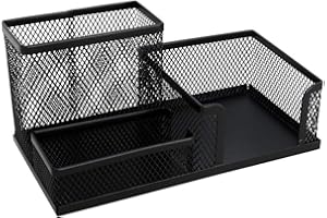 TIPTOP OFFICE TTO - Portapenne in metallo a 3 scomparti, colore nero