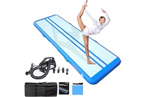 JOOLOOG Air Floor Mat 3M 4M 5M 6M Tapis de Gymnastique Gonflable avec Pompe Pratique et 10/20cm d'épaisseur Pistes d'acrobatie Piste Gonflable Air Mat pour Gymnaste Tumbling Yoga Taekwondo