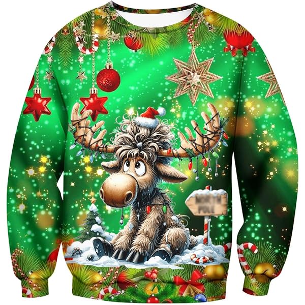 Weihnachts-Pullover Mit Rundhalsausschnitt Für Herren
