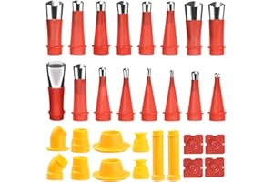 Pagezol 30 Pieces Universal Integrated Rubber Nozzle Tool Kit, Caulking Finisher Set with Base, Caulking Nozzle Applicator, Stainless Steel Caulking Nozzle Set with Connection Base for Brick Joint
