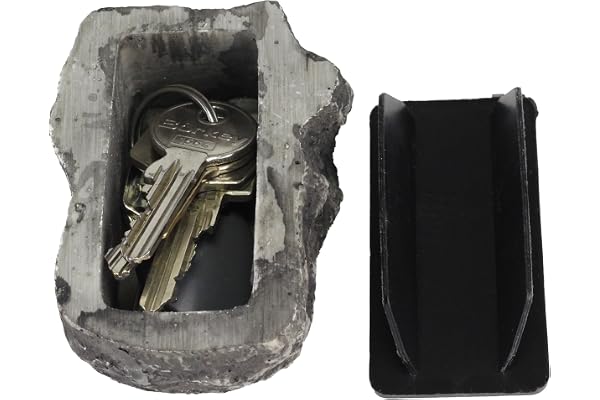 Evergreen Labs sten med hemligt fack, falsk men känns och ser ut som riktigt, nyckelsäker, dölja din reservnyckel utanför, sten döljer plats, grå, stor version