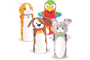 Melissa & Doug - 4 Marionnettes Thème Animaux De Compagnie - Marionnettes À Mains Pour Enfant - Peluche Jeu De Rôle - Jouet D'Activité, De Développement Et D'Apprentissage - Cadeau Enfant 2 Ans Et +