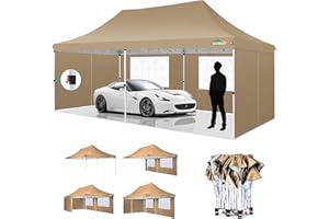 COBIZI 3x6m Pop Up Gazebo Party Tent Wedding Canopy with Removable Sidewalls, Elegant Church Windows & Portable Bag, Anti-UV, 100% Waterproof, Canopy for Parties, Carport