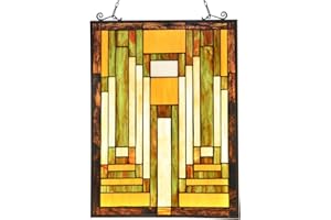 Capulina Stained Glass Window Hangings Panels 17" W x 22" H Antique Tiffany Style Handicrafts Suncatcher Parents Gifts for Home Decor